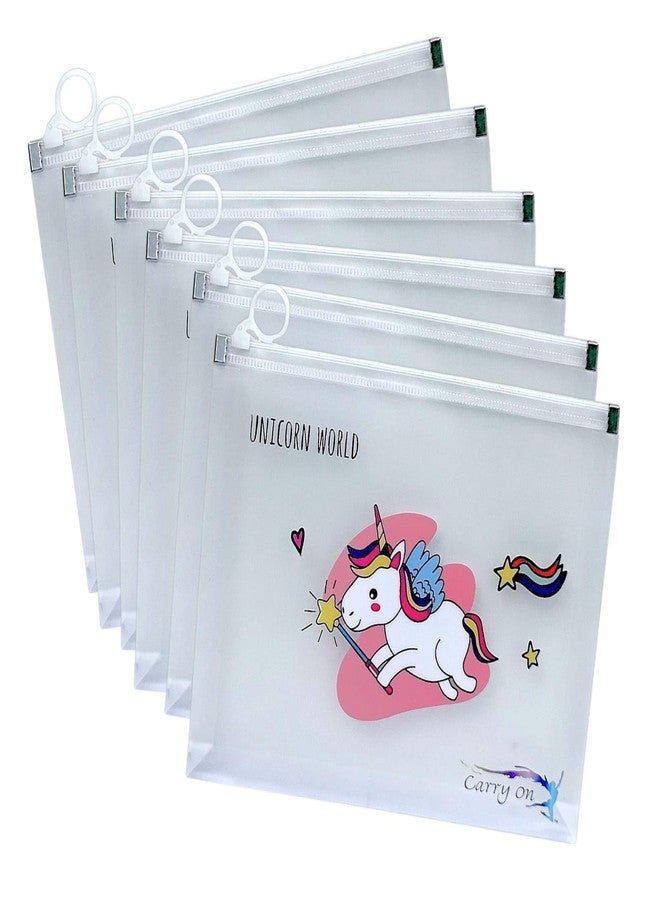 تارا13 حقيبة شفافة بسحاب من TERA 13 بتصميم كرتوني يونيكورن، مثالية لحفظ الأقلام والقرطاسية، وهي هدية رائعة للأطفال في أعياد ميلادهم (6 قطع). - Image 1